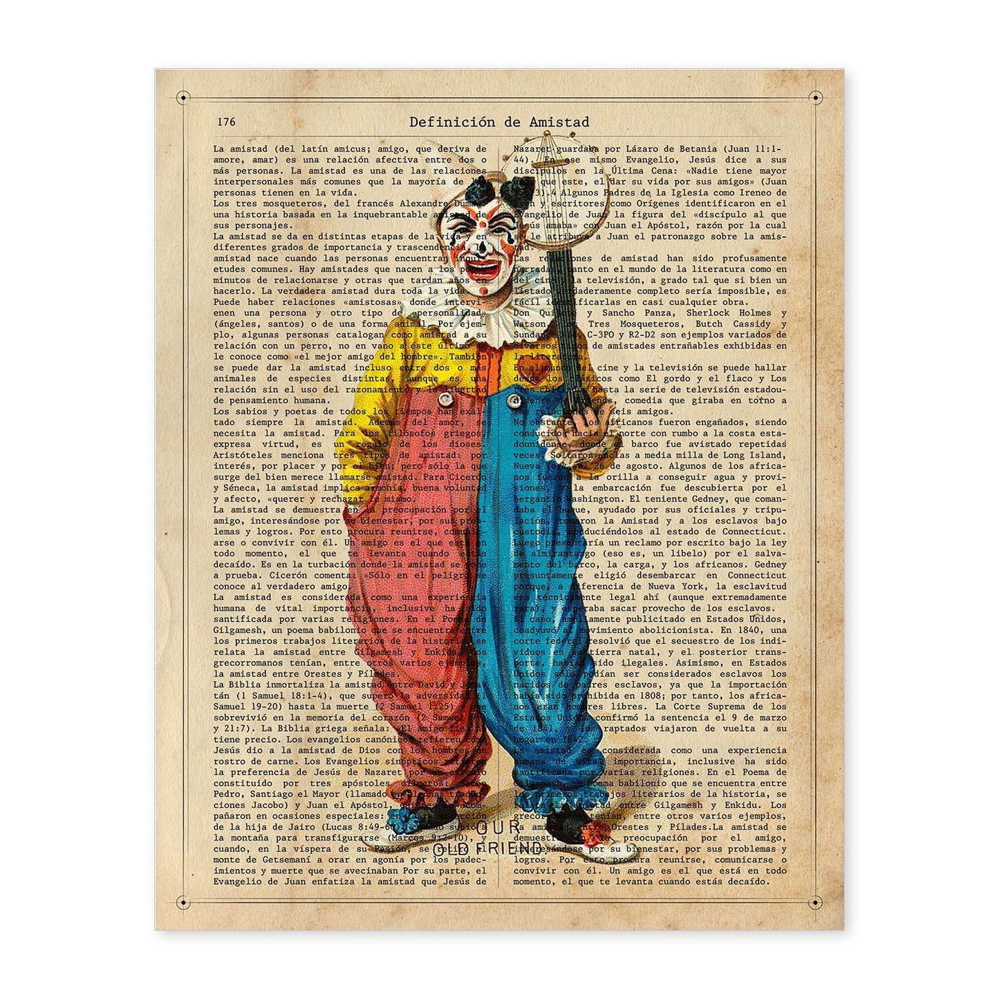 Poster de payasos. Lámina Richard Clown con imágenes de payasos y circos. Láminas del circo para pequeños.-Artwork-Nacnic-A4-Sin marco-Nacnic Estudio SL