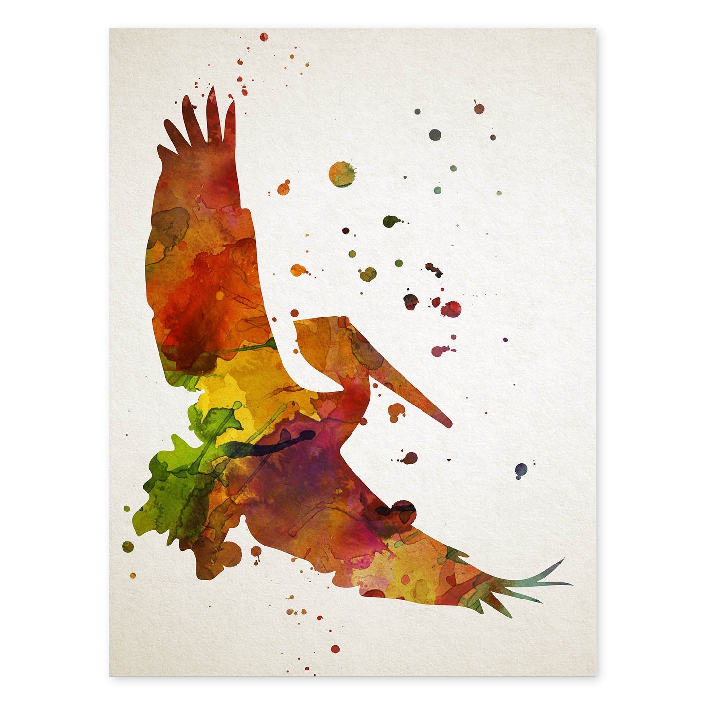Poster de Pelícano estilo acuarela. Láminas de animales con estilo acuarela-Artwork-Nacnic-A4-Sin marco-Nacnic Estudio SL