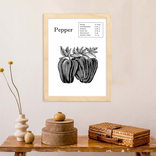 Poster de Pepper. Láminas de frutas y verduras en inglés.-Artwork-Nacnic-Nacnic Estudio SL