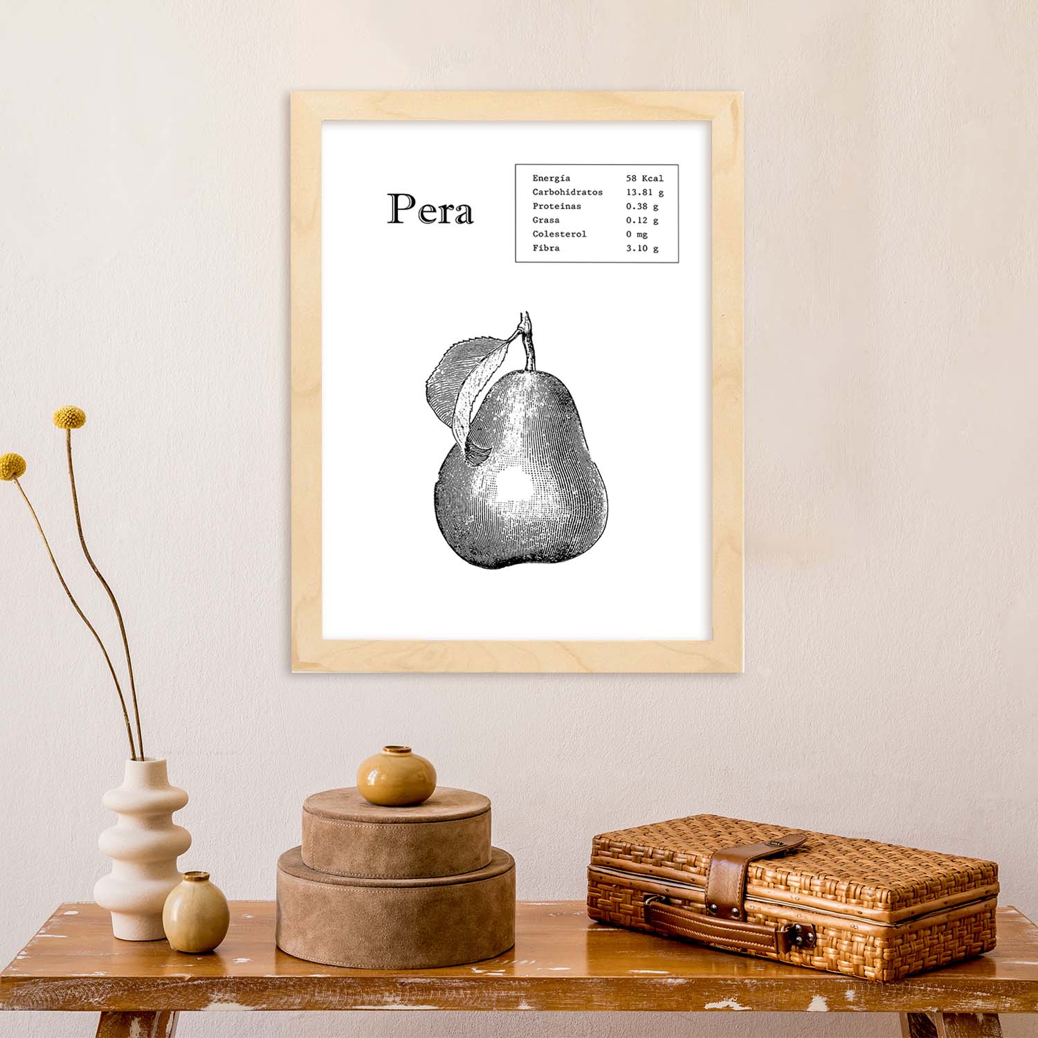 Poster de Pera. Láminas de frutas y verduras.-Artwork-Nacnic-Nacnic Estudio SL