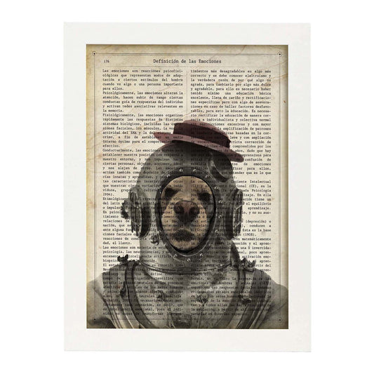 Poster de Perro astronauta. Láminas de animales con definiciones. Ilustraciones de animales con textos.-Artwork-Nacnic-A3-Marco Blanco-Nacnic Estudio SL