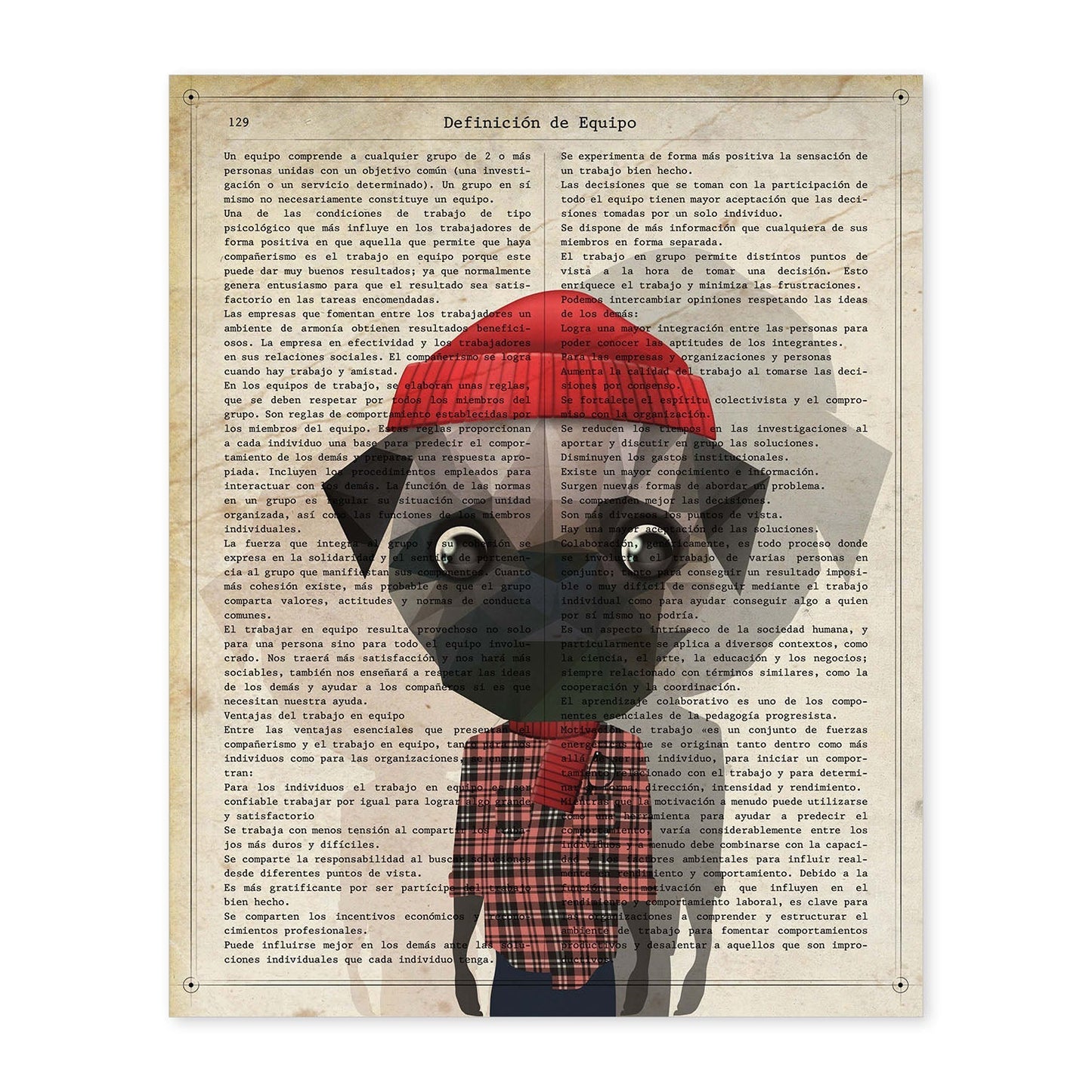Poster de Perro camisa leñador. Láminas de animales con definiciones. Ilustraciones de animales con textos.-Artwork-Nacnic-A4-Sin marco-Nacnic Estudio SL