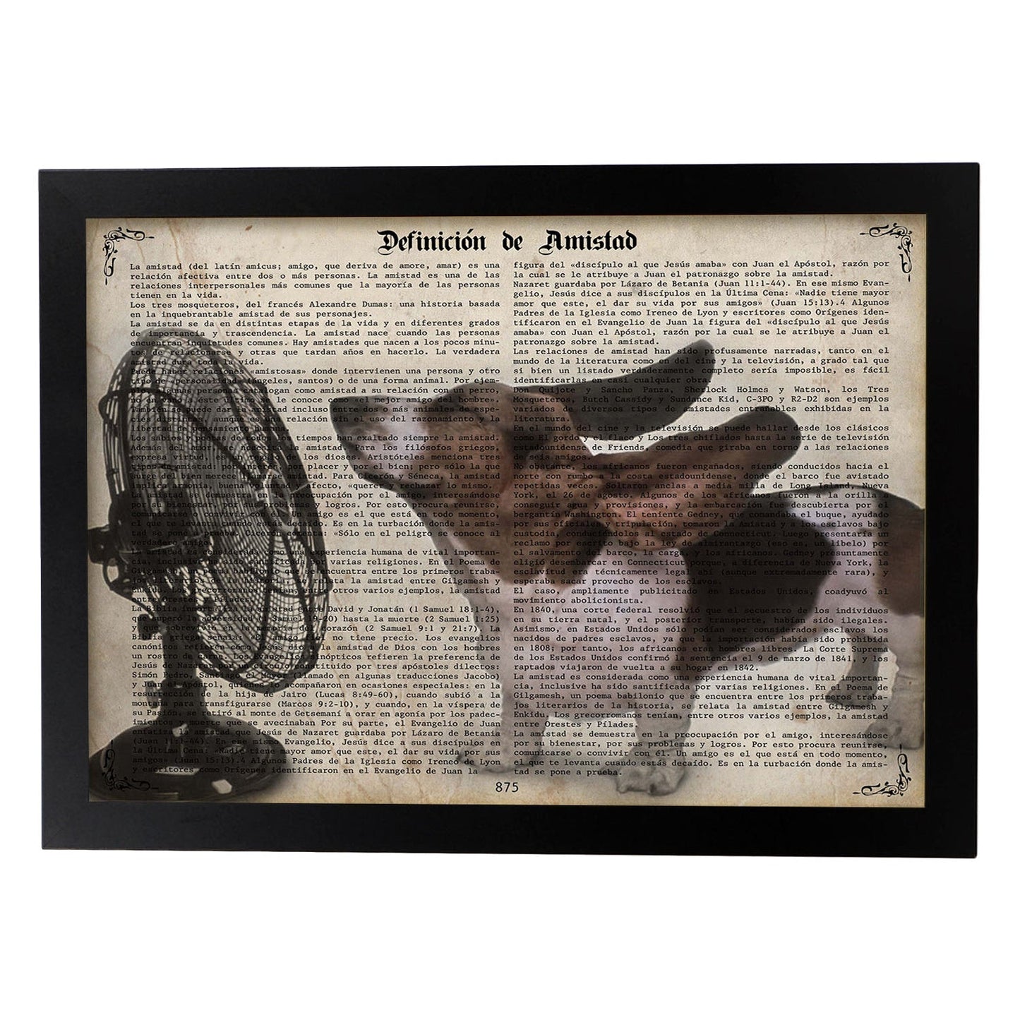 Poster de Perro con ventilador. Láminas de animales con definiciones. Ilustraciones de animales con textos.-Artwork-Nacnic-A3-Marco Negro-Nacnic Estudio SL