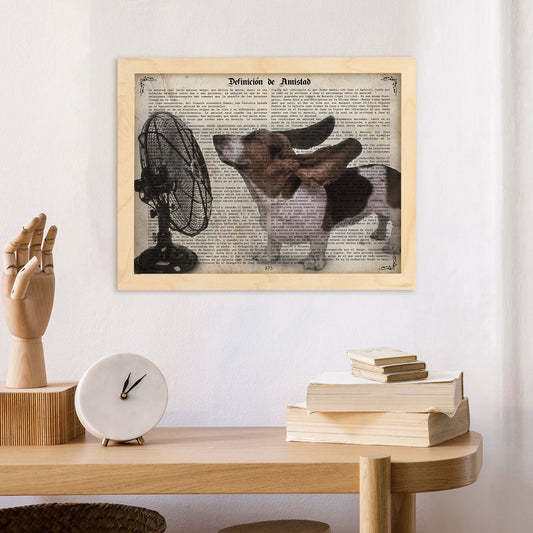 Poster de Perro con ventilador. Láminas de animales con definiciones. Ilustraciones de animales con textos.-Artwork-Nacnic-Nacnic Estudio SL