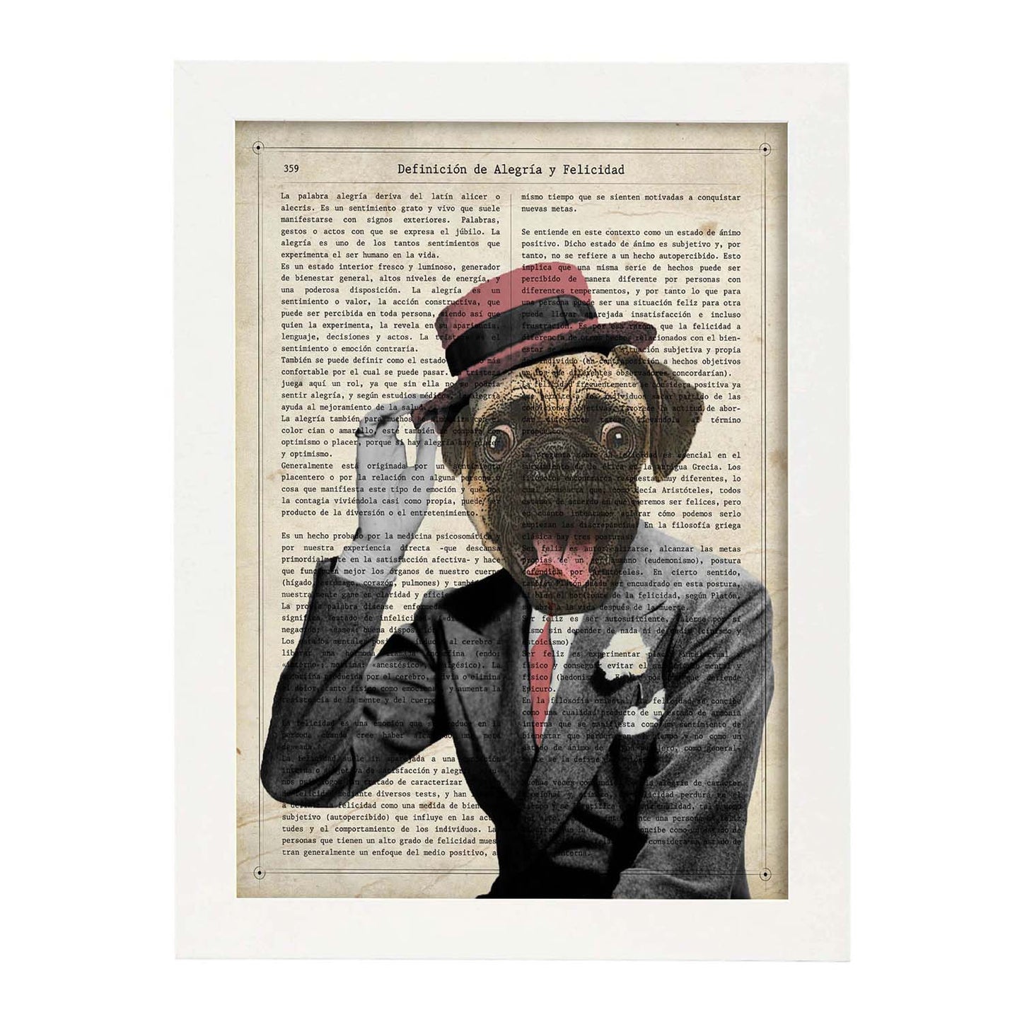Poster de Perro Fred Astaire. Láminas de animales con definiciones. Ilustraciones de animales con textos.-Artwork-Nacnic-A3-Marco Blanco-Nacnic Estudio SL