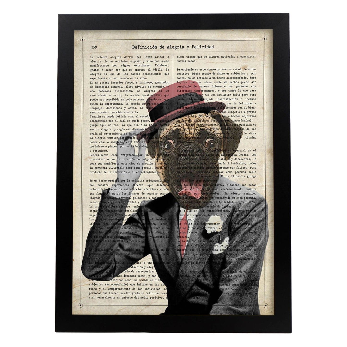 Poster de Perro Fred Astaire. Láminas de animales con definiciones. Ilustraciones de animales con textos.-Artwork-Nacnic-A3-Marco Negro-Nacnic Estudio SL