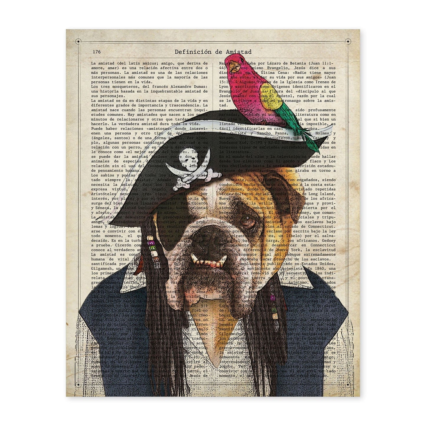Poster de Perro Jack Sparrow. Láminas de animales con definiciones. Ilustraciones de animales con textos.-Artwork-Nacnic-A4-Sin marco-Nacnic Estudio SL