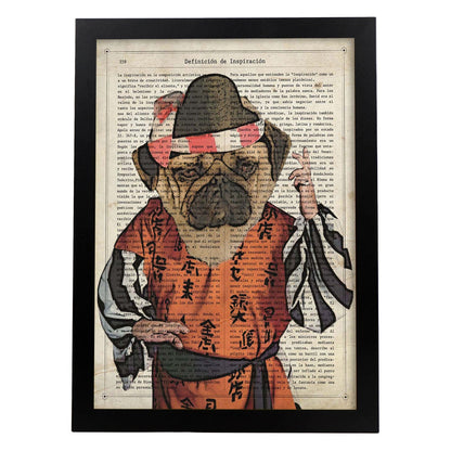Poster de Perro Kung fu. Láminas de animales con definiciones. Ilustraciones de animales con textos.-Artwork-Nacnic-A4-Marco Negro-Nacnic Estudio SL