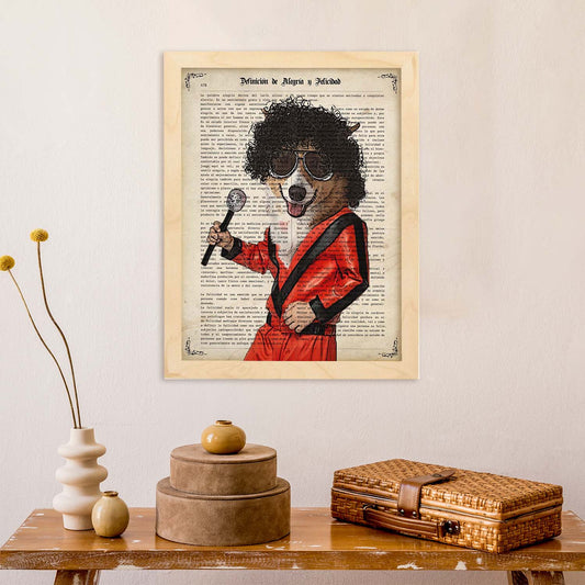Poster de Perro Michael Jackson. Láminas de animales con definiciones. Ilustraciones de animales con textos.-Artwork-Nacnic-Nacnic Estudio SL