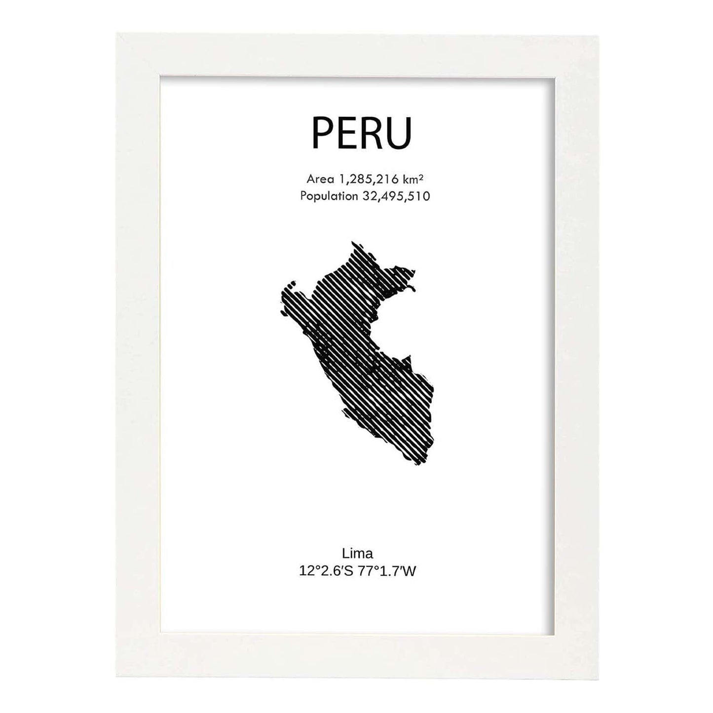 Poster de Peru. Láminas de paises y continentes del mundo.-Artwork-Nacnic-A3-Marco Blanco-Nacnic Estudio SL