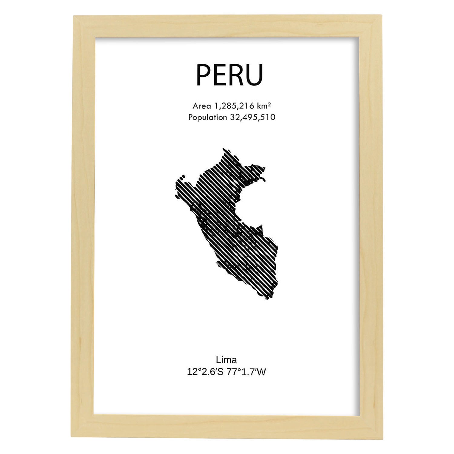 Poster de Peru. Láminas de paises y continentes del mundo.-Artwork-Nacnic-A3-Marco Madera clara-Nacnic Estudio SL