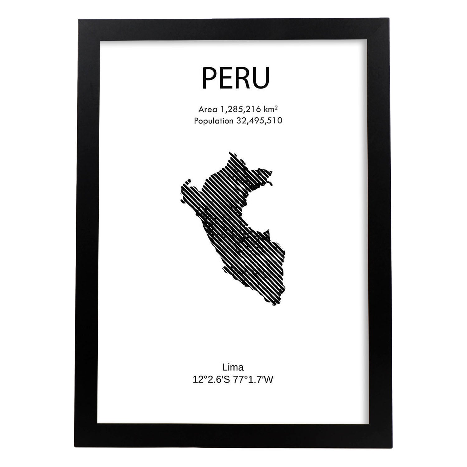 Poster de Peru. Láminas de paises y continentes del mundo.-Artwork-Nacnic-A3-Marco Negro-Nacnic Estudio SL