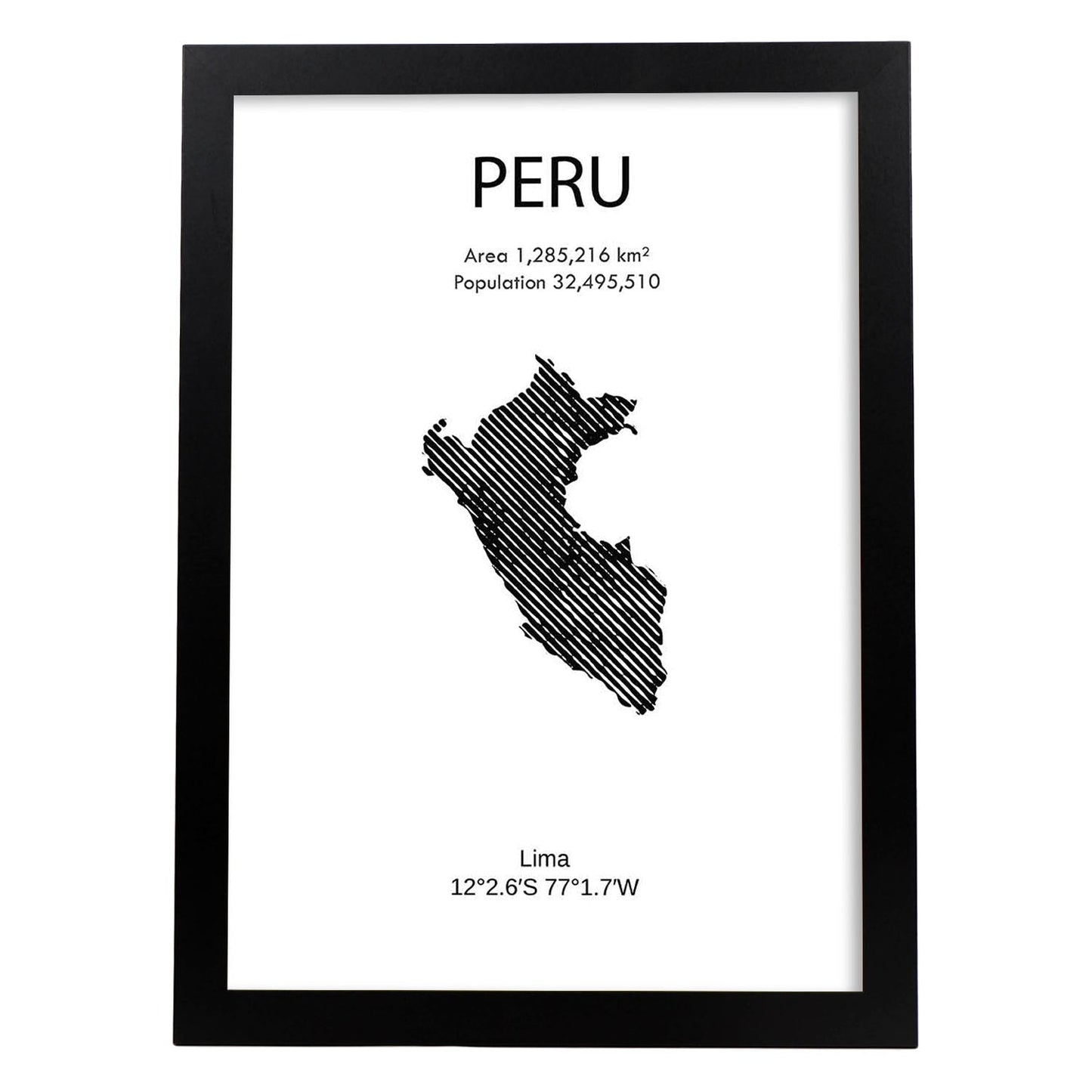 Poster de Peru. Láminas de paises y continentes del mundo.-Artwork-Nacnic-A4-Marco Negro-Nacnic Estudio SL