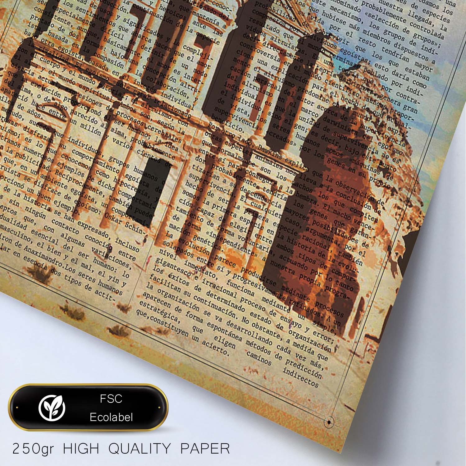Poster de Petra (Jordania). Láminas e ilustraciones de ciudades del mundo y monumentos famosos.-Artwork-Nacnic-Nacnic Estudio SL