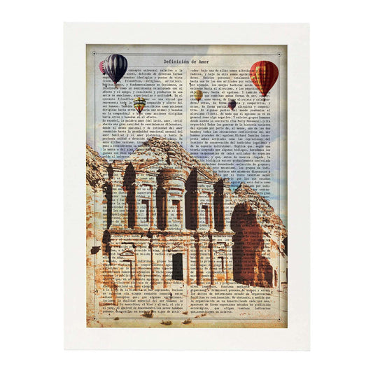 Poster de Petra Jordania. Láminas e ilustraciones de ciudades del mundo y monumentos famosos.-Artwork-Nacnic-A4-Marco Blanco-Nacnic Estudio SL