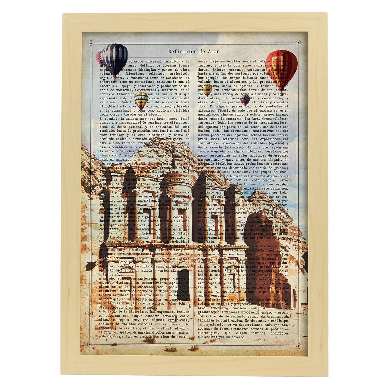Poster de Petra (Jordania). Láminas e ilustraciones de ciudades del mundo y monumentos famosos.-Artwork-Nacnic-A4-Marco Madera clara-Nacnic Estudio SL