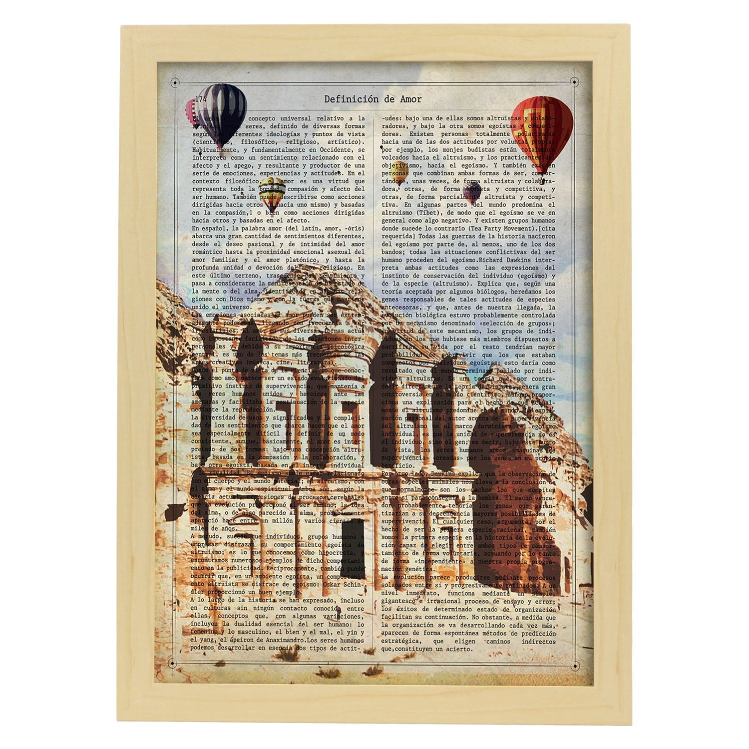 Poster de Petra Jordania. Láminas e ilustraciones de ciudades del mundo y monumentos famosos.-Artwork-Nacnic-A4-Marco Madera clara-Nacnic Estudio SL