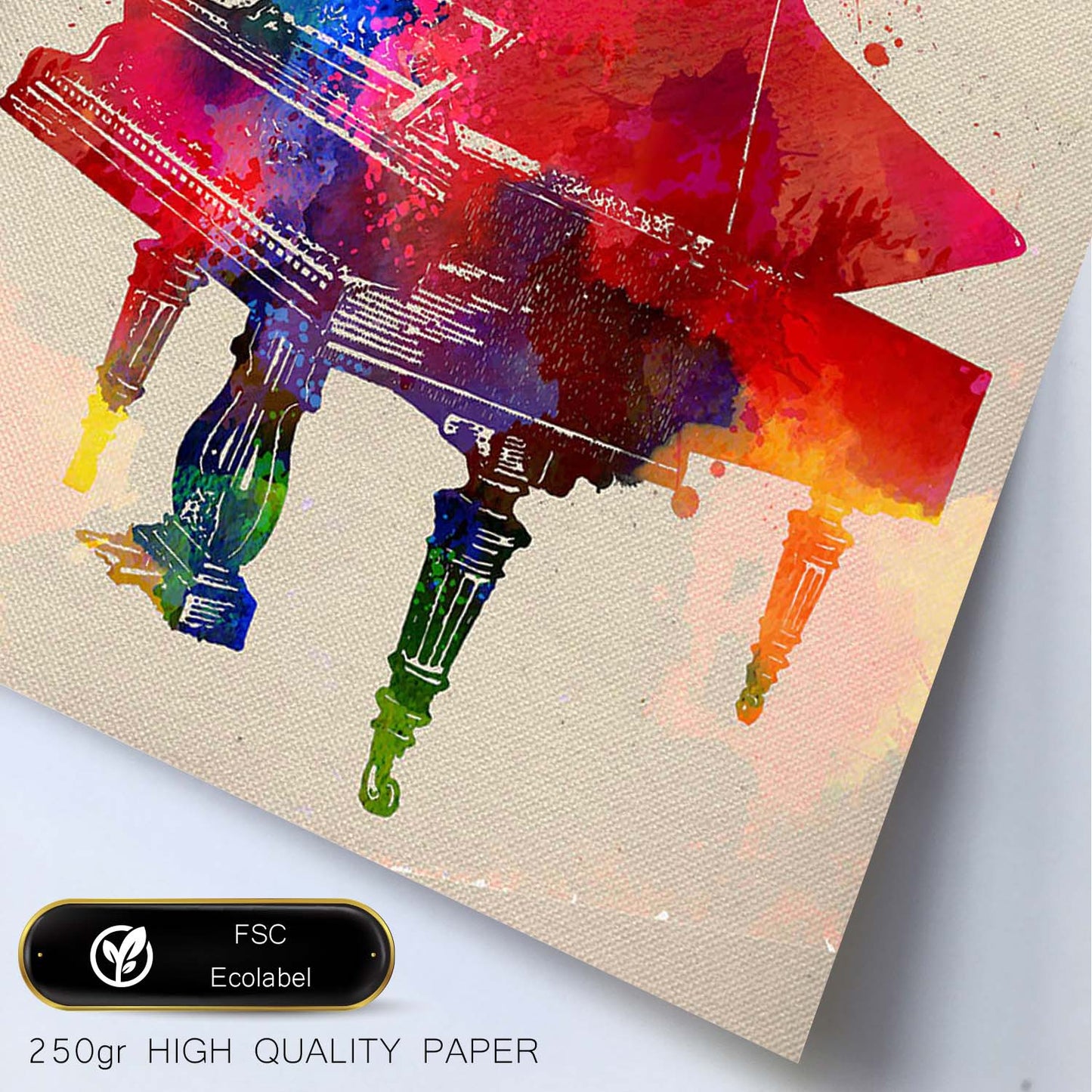 Poster de Piano con diseño acuarela. Mix de láminas con estilo acuarela-Artwork-Nacnic-Nacnic Estudio SL