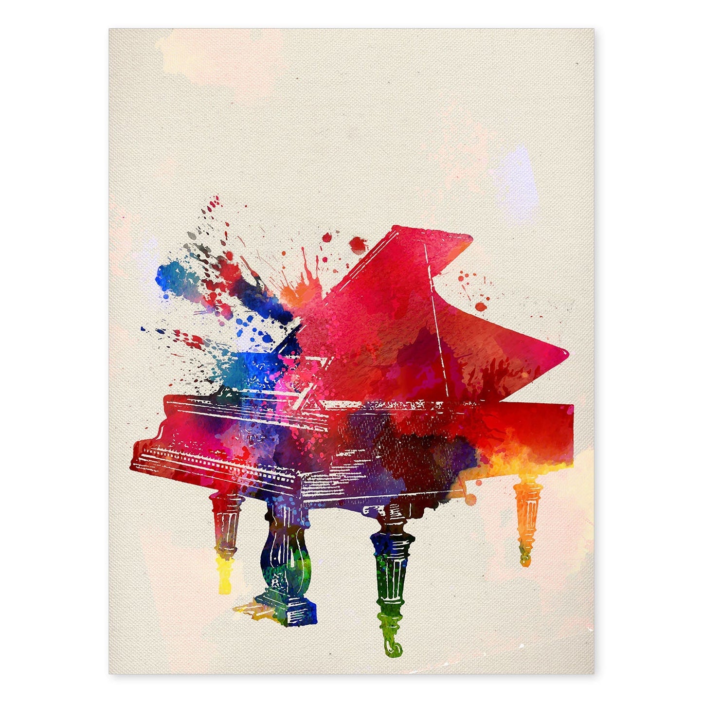 Poster de Piano con diseño acuarela. Mix de láminas con estilo acuarela-Artwork-Nacnic-A4-Sin marco-Nacnic Estudio SL