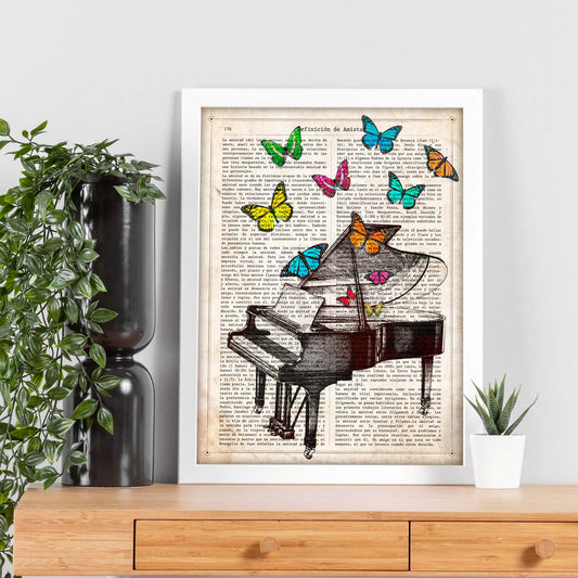 Poster de Piano con mariposas. Láminas musicales con definiciones para-Artwork-Nacnic-Nacnic Estudio SL