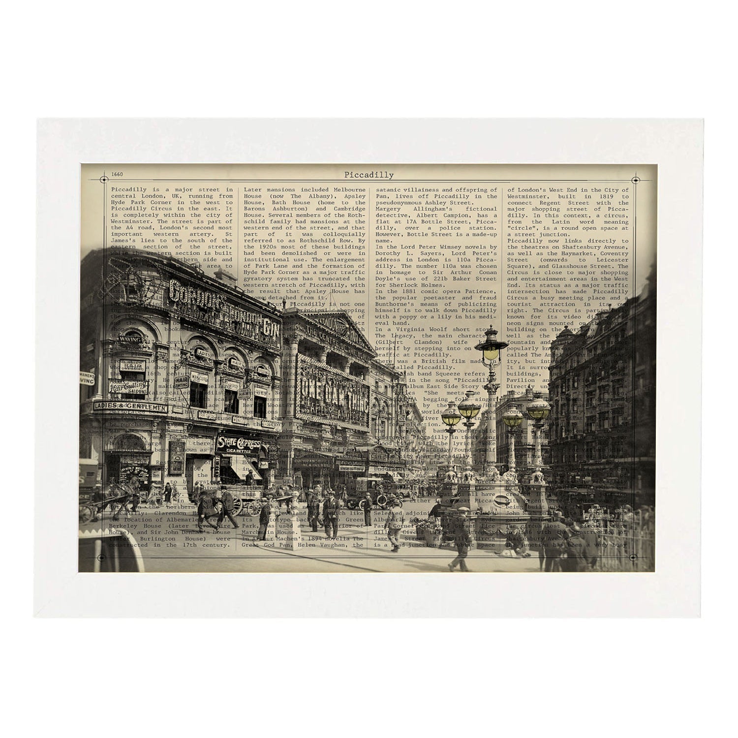 Poster de Piccadilly Circus (Londres)2. Láminas e ilustraciones de ciudades del mundo y monumentos famosos.-Artwork-Nacnic-A3-Marco Blanco-Nacnic Estudio SL