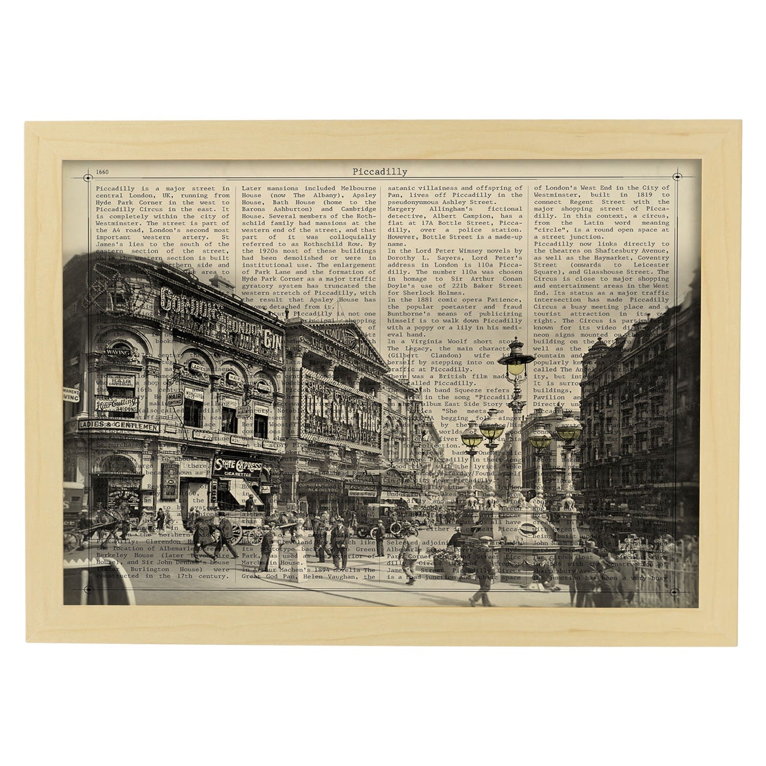 Poster de Piccadilly Circus (Londres)2. Láminas e ilustraciones de ciudades del mundo y monumentos famosos.-Artwork-Nacnic-A3-Marco Madera clara-Nacnic Estudio SL