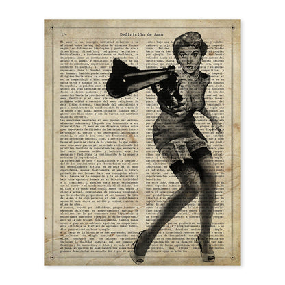 Poster de Pin up pistolera. Láminas con diseño Pin-Up para decoración de hogar. Regalo para chica pin-up.-Artwork-Nacnic-A4-Sin marco-Nacnic Estudio SL
