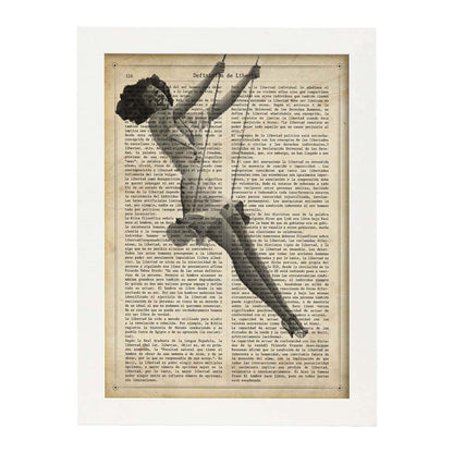 Poster de Pin up trapecista. Láminas con diseño Pin-Up para decoración de hogar. Regalo para chica pin-up.-Artwork-Nacnic-A4-Marco Blanco-Nacnic Estudio SL