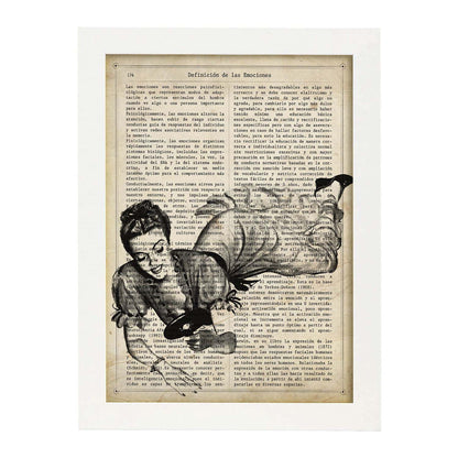 Poster de Pin up y el espejo. Láminas con diseño Pin-Up para decoración de hogar. Regalo para chica pin-up.-Artwork-Nacnic-A4-Marco Blanco-Nacnic Estudio SL