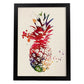 Poster de Piña con diseño acuarela. Mix de láminas con estilo acuarela-Artwork-Nacnic-A4-Marco Negro-Nacnic Estudio SL