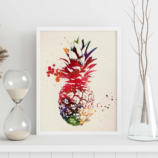 Poster de Piña con diseño acuarela. Mix de láminas con estilo acuarela-Artwork-Nacnic-Nacnic Estudio SL