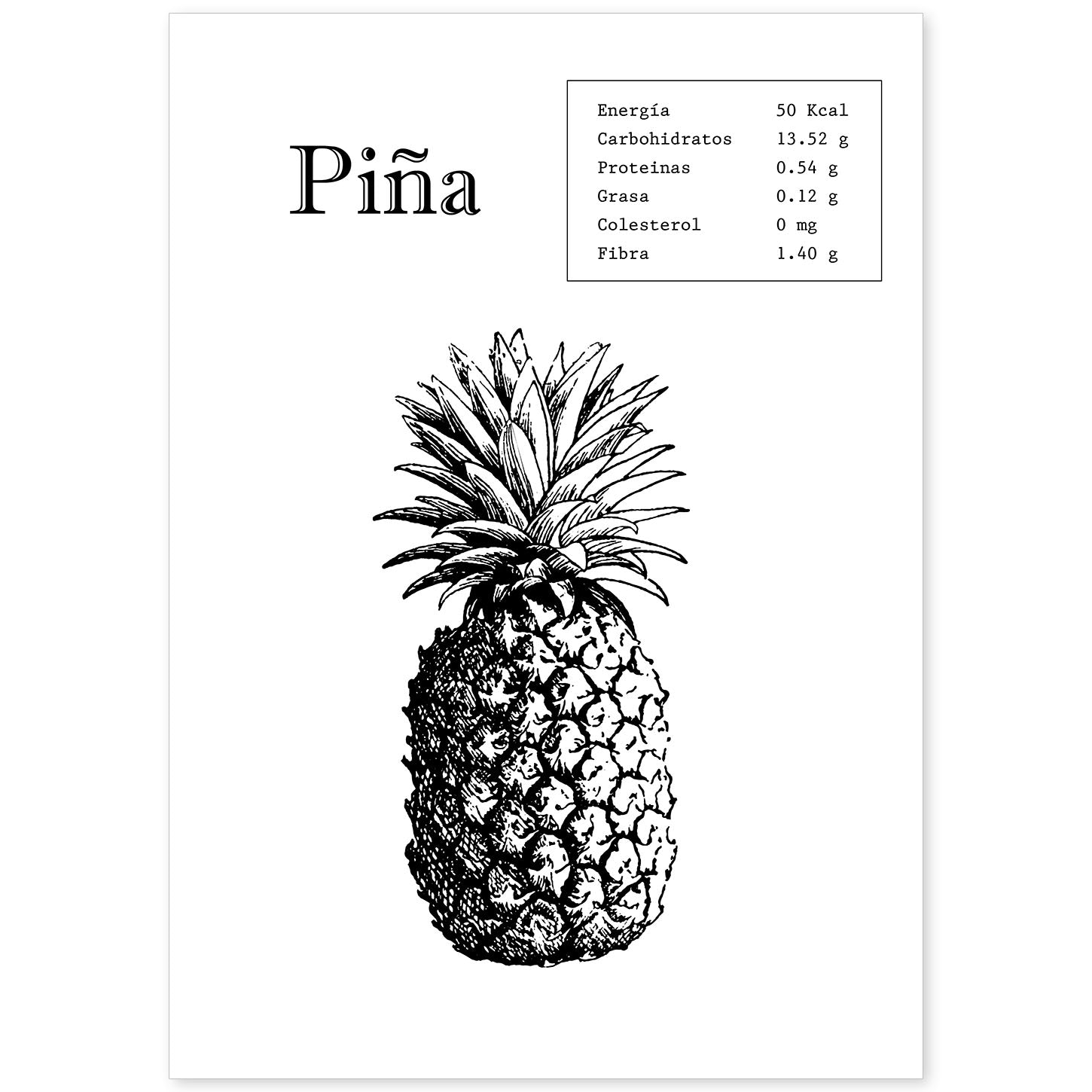 Poster de Piña. Láminas de frutas y verduras.-Artwork-Nacnic-A4-Sin marco-Nacnic Estudio SL