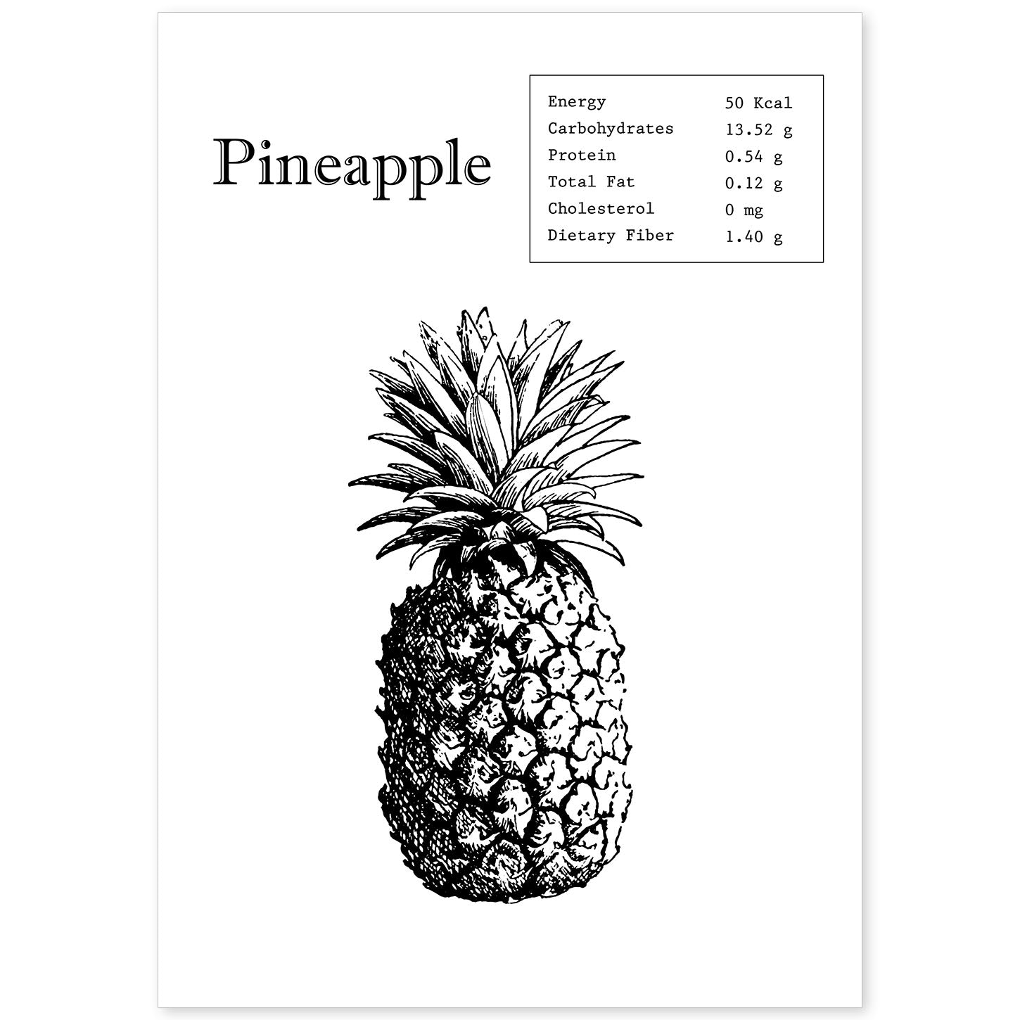 Poster de Pineapple. Láminas de frutas y verduras en inglés.-Artwork-Nacnic-A4-Sin marco-Nacnic Estudio SL