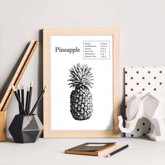 Poster de Pineapple. Láminas de frutas y verduras en inglés.-Artwork-Nacnic-Nacnic Estudio SL