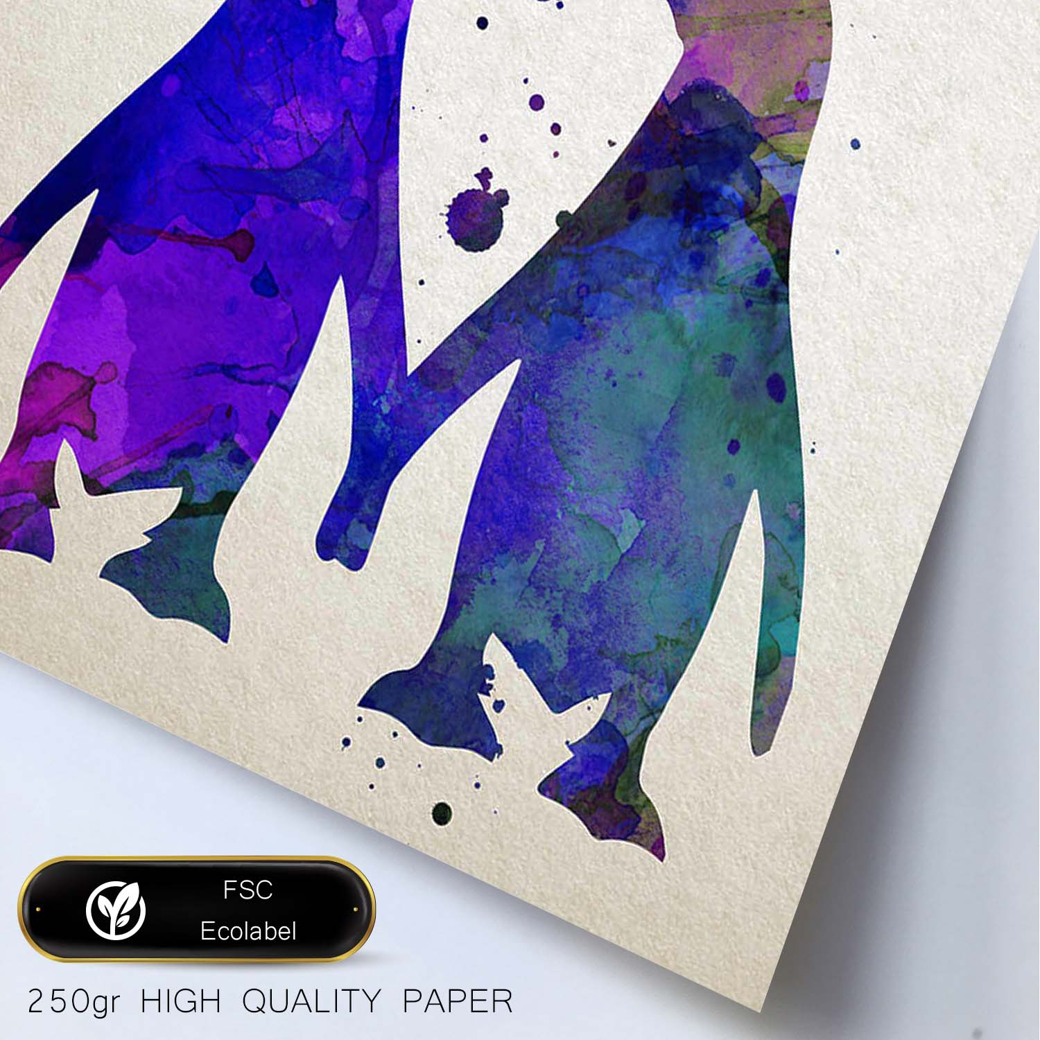 Poster de Pingüino estilo acuarela. Láminas de animales con estilo acuarela-Artwork-Nacnic-Nacnic Estudio SL