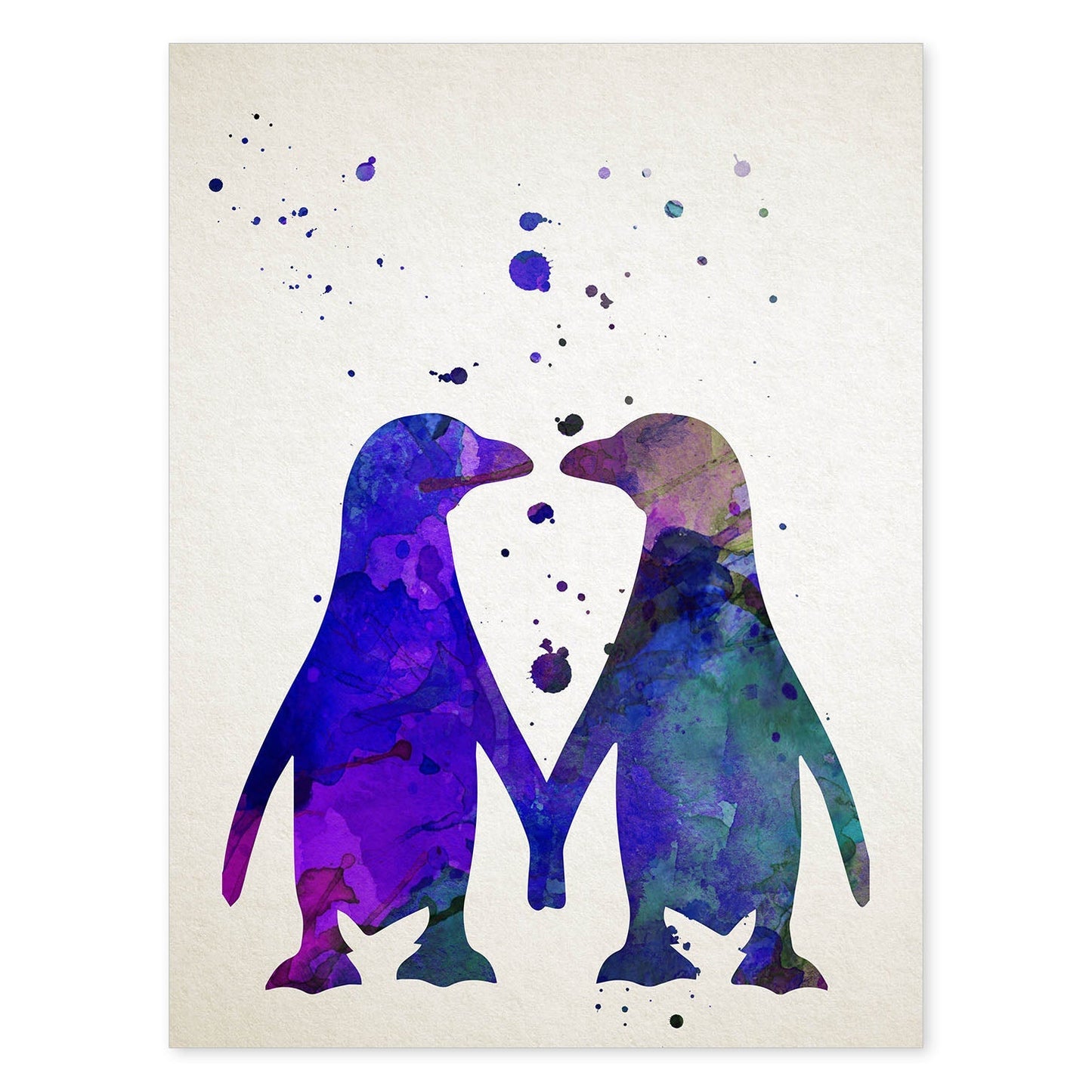 Poster de Pingüino estilo acuarela. Láminas de animales con estilo acuarela-Artwork-Nacnic-A4-Sin marco-Nacnic Estudio SL