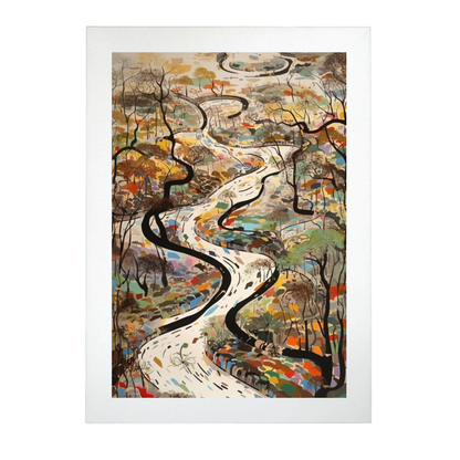 Póster Abstracto de Líneas Curvas Wu Guanzho