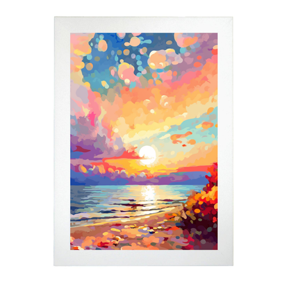 Lámina de Atardecer en Playa Pintura al Óleo