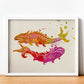 Poster de Piscis a estilo acuarela. Láminas de los símbolos del zodiaco con diseños coloridos de pintura acuarela.-Artwork-Nacnic-Nacnic Estudio SL
