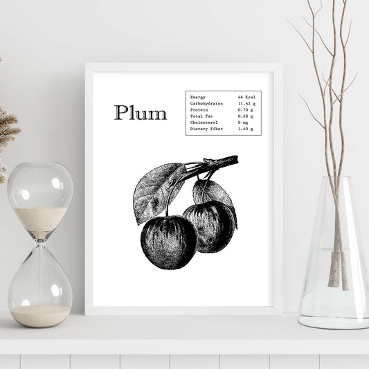 Poster de Plum. Láminas de frutas y verduras en inglés.-Artwork-Nacnic-Nacnic Estudio SL