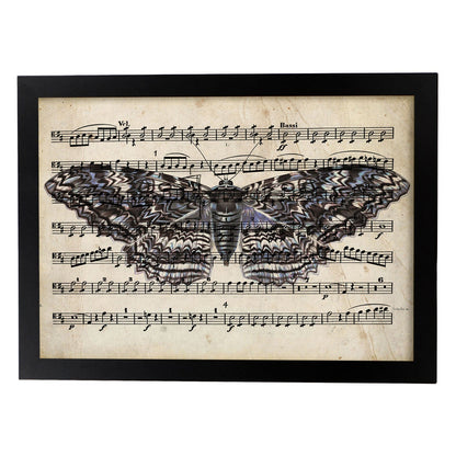 Poster de Polilla morada. Láminas de mariposas. Decoración de mariposas y polillas.-Artwork-Nacnic-A4-Marco Negro-Nacnic Estudio SL