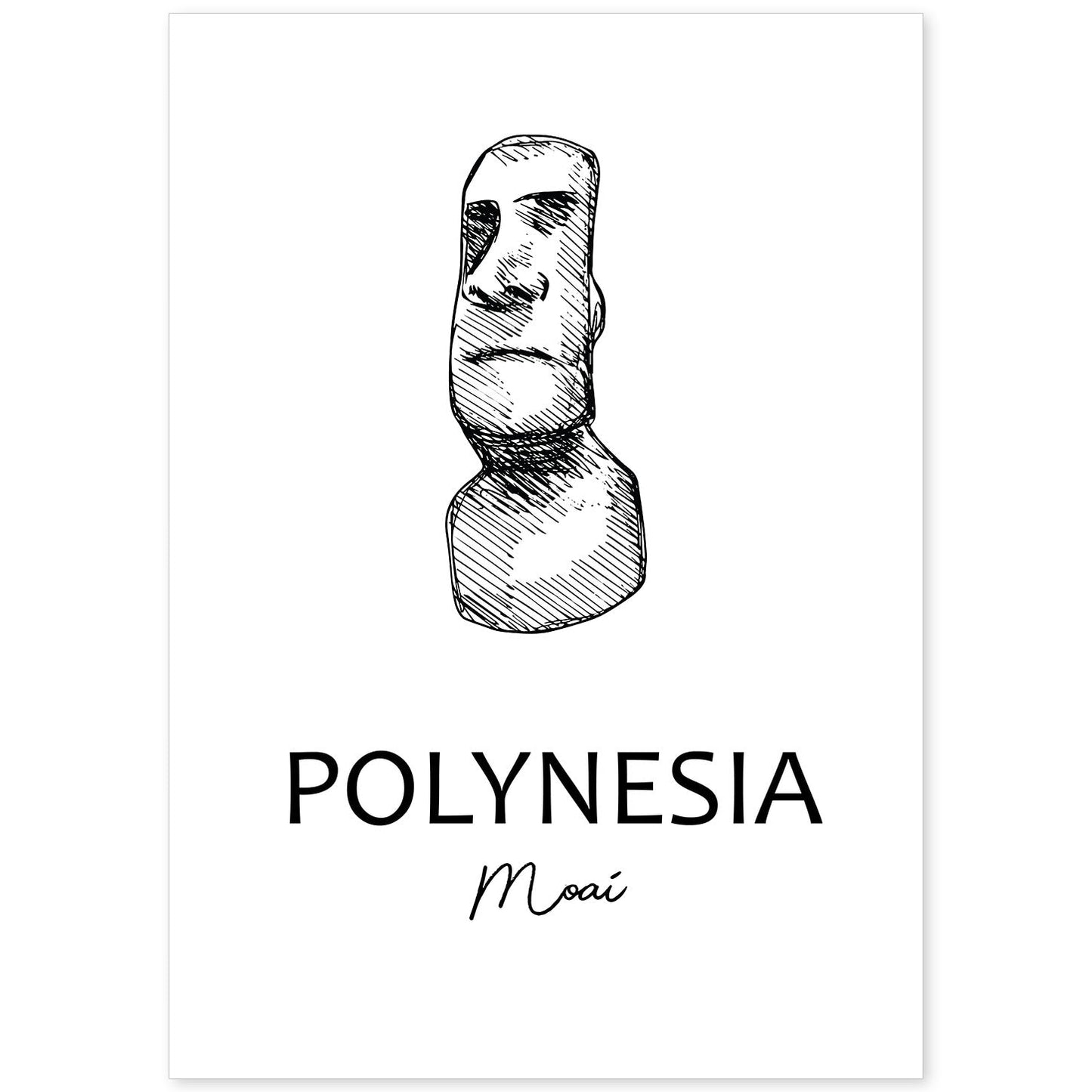 Poster de Polinesia - Moai. Láminas con monumentos de ciudades.-Artwork-Nacnic-A4-Sin marco-Nacnic Estudio SL