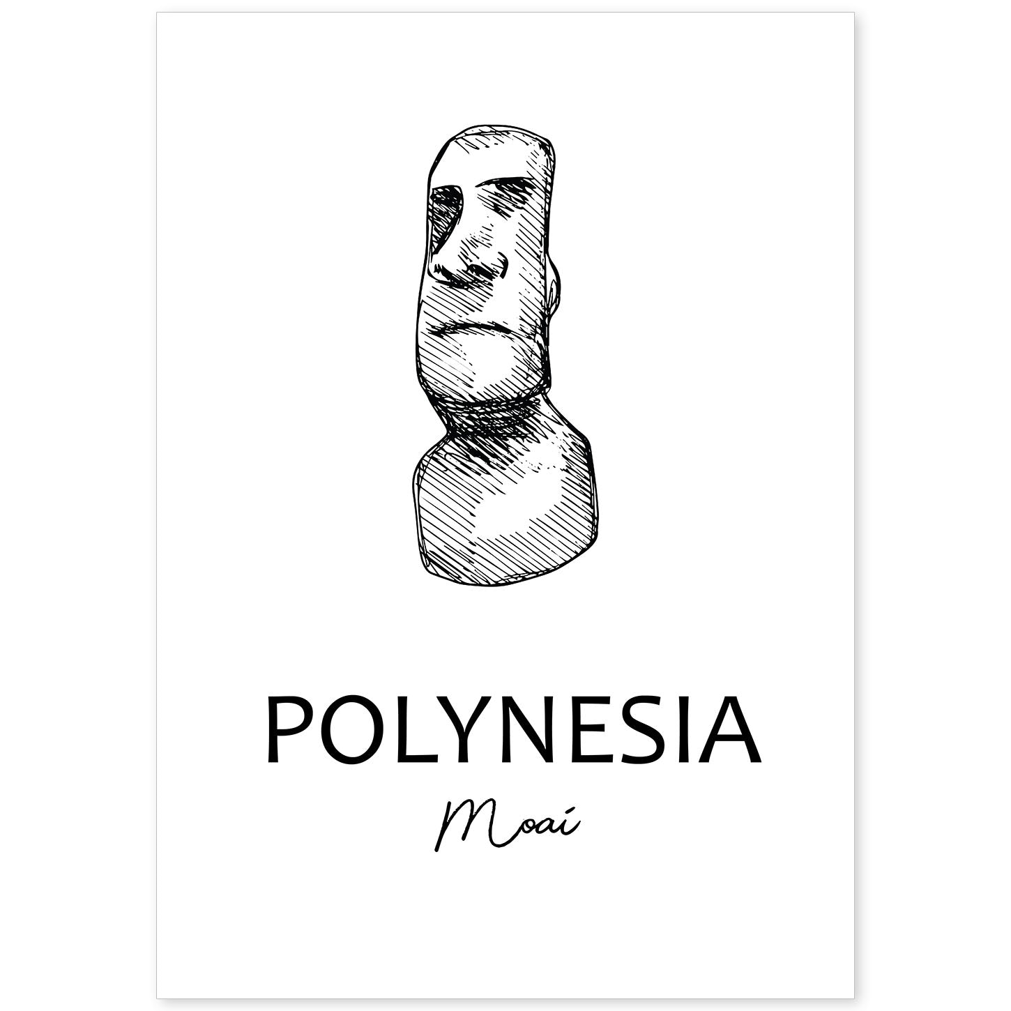 Poster de Polinesia - Moai. Láminas con monumentos de ciudades.-Artwork-Nacnic-A4-Sin marco-Nacnic Estudio SL