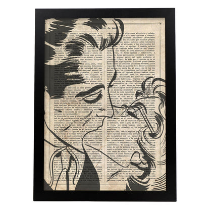Poster de Pop Art. Lámina de Beso. Diseños coloridos con temática Pop Art.-Artwork-Nacnic-A4-Marco Negro-Nacnic Estudio SL