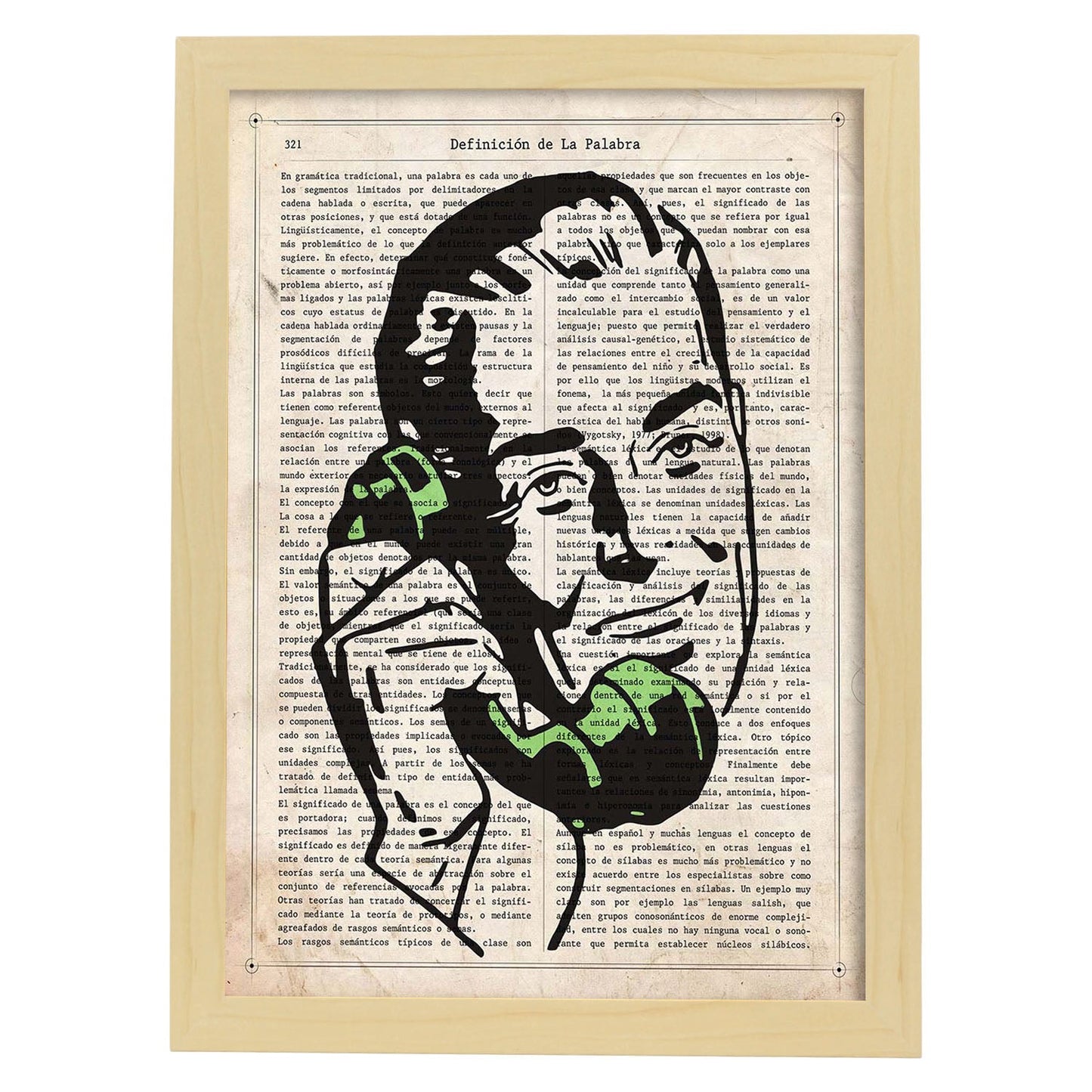 Poster de Pop Art. Lámina de Hombre al telefono. Diseños coloridos con temática Pop Art.-Artwork-Nacnic-A4-Marco Madera clara-Nacnic Estudio SL