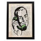 Poster de Pop Art. Lámina de Hombre al telefono. Diseños coloridos con temática Pop Art.-Artwork-Nacnic-A4-Marco Negro-Nacnic Estudio SL