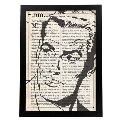 Poster de Pop Art. Lámina de Hombre pensando. Diseños coloridos con temática Pop Art.-Artwork-Nacnic-A4-Marco Negro-Nacnic Estudio SL
