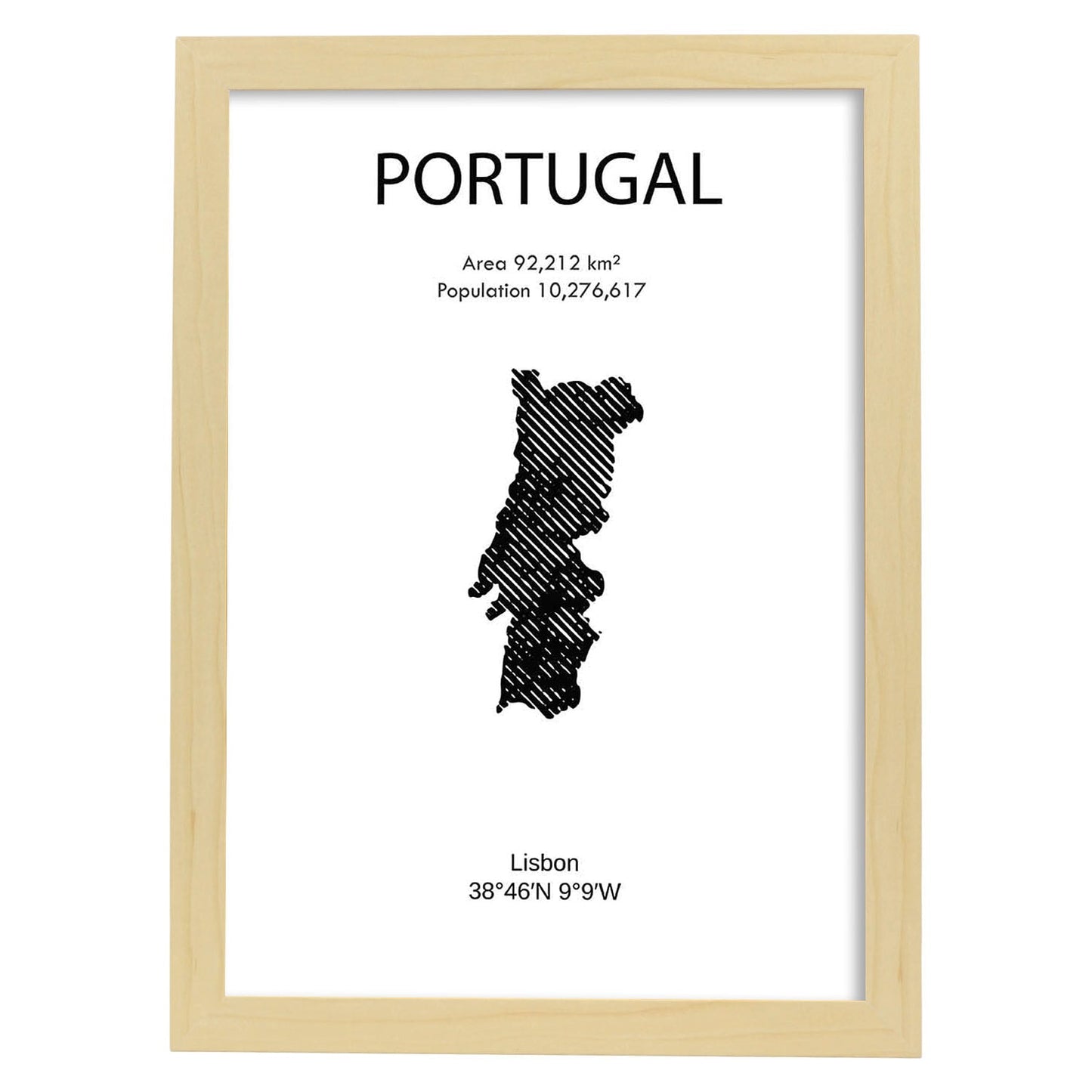 Poster de Portugal. Láminas de paises y continentes del mundo.-Artwork-Nacnic-A3-Marco Madera clara-Nacnic Estudio SL