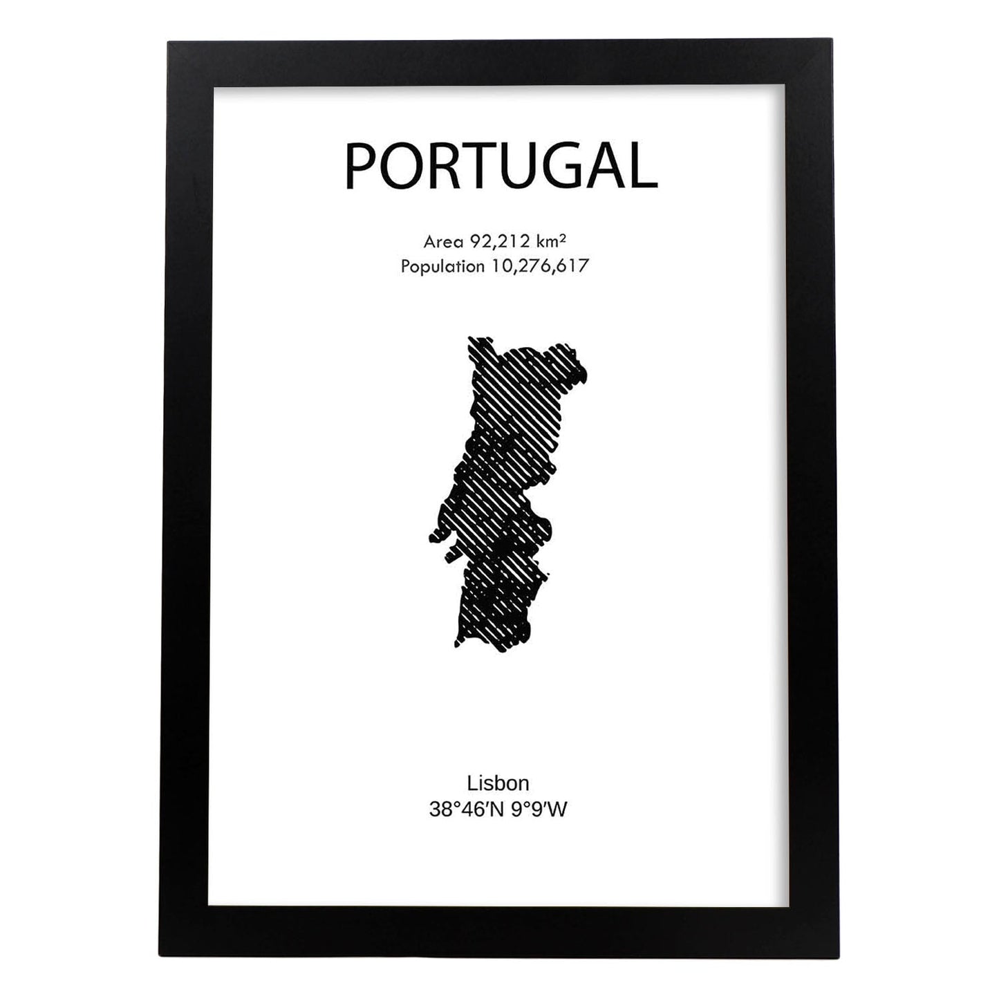 Poster de Portugal. Láminas de paises y continentes del mundo.-Artwork-Nacnic-A3-Marco Negro-Nacnic Estudio SL