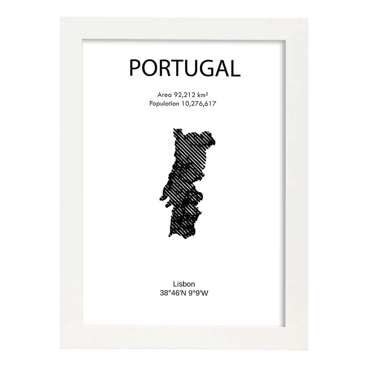 Poster de Portugal. Láminas de paises y continentes del mundo.-Artwork-Nacnic-A4-Marco Blanco-Nacnic Estudio SL